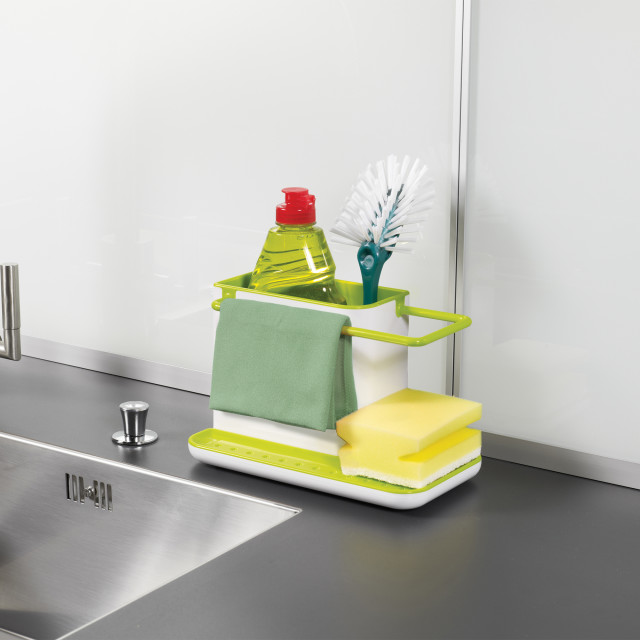 Joseph Joseph Sink Caddy - Green next to the sink