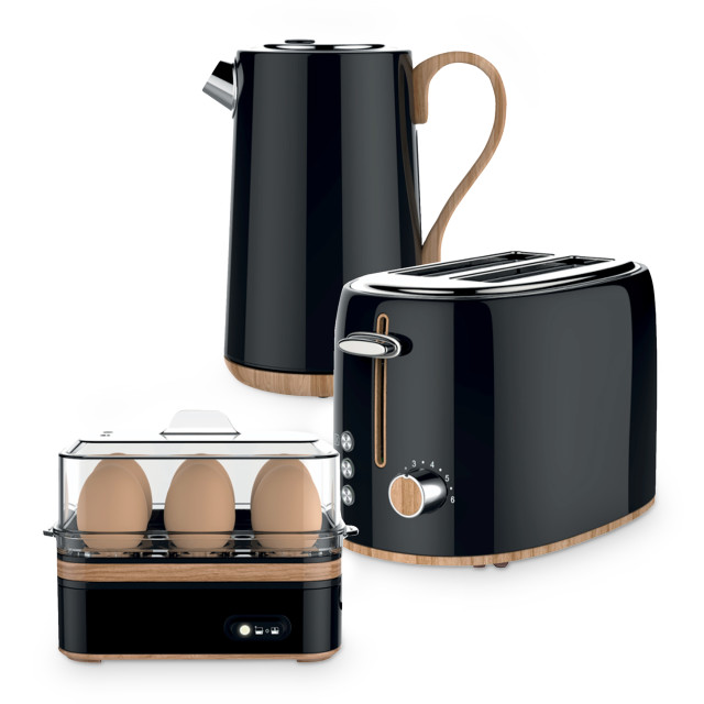 Swan Breakfast Set, 3-Piece - Black