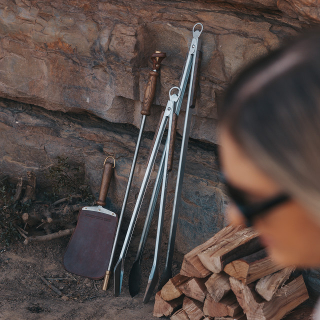 Donkey Long Tong Stainless Steel Braai Fire Tongs, 80cm by the fire