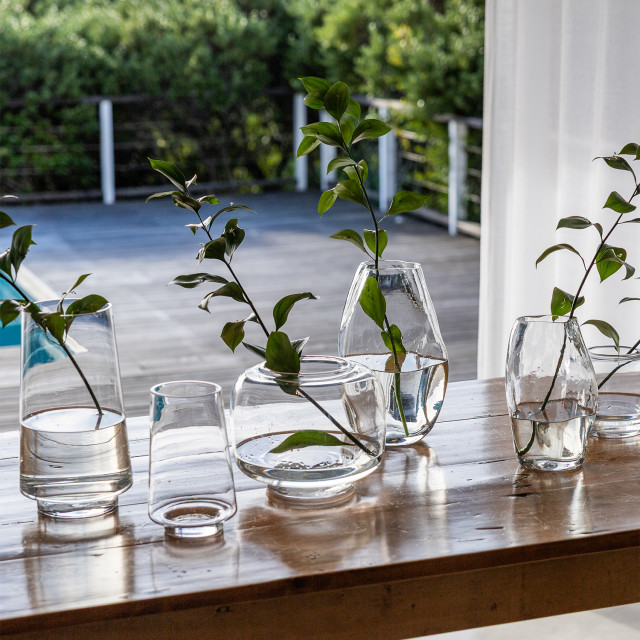 Lifestyle image of Thread Office Clear Glass Cylinder Vase