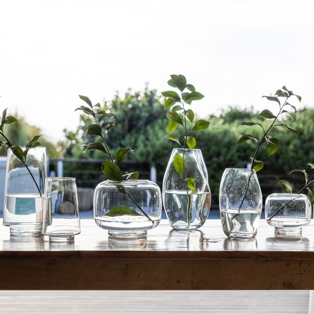 Lifestyle image of Thread Office Clear Glass Cylinder Vase