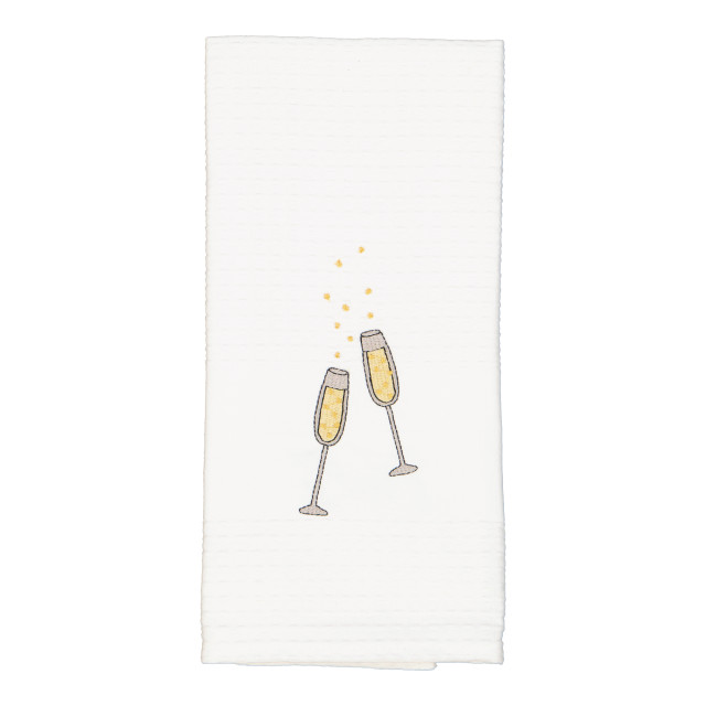 Linen House Cotton Tea Towel - Champagne Glasses