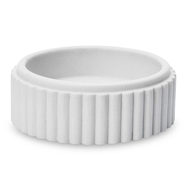 Alkaline Chunky Ribbed Pillar Candle Holder - Snow White