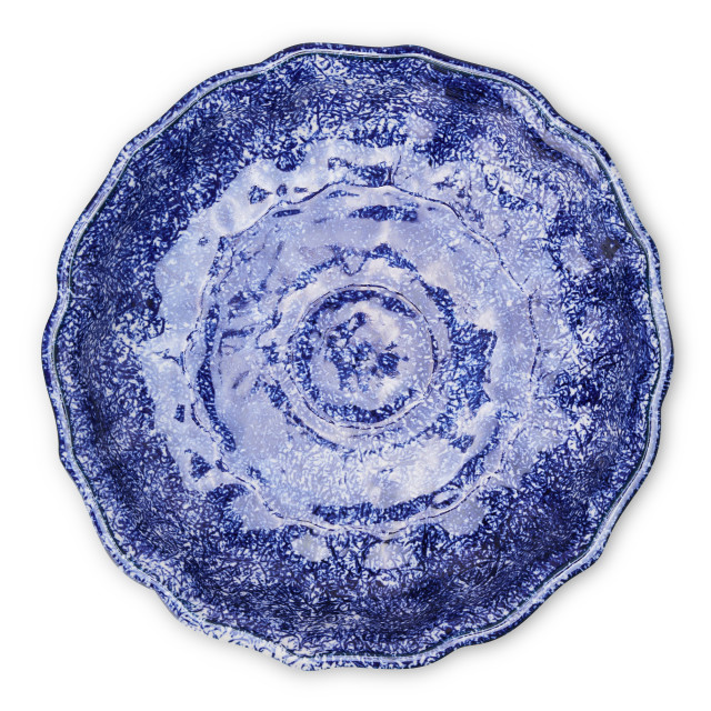Humble & Mash Printed Splatter Ceramic Platter - Blue top view