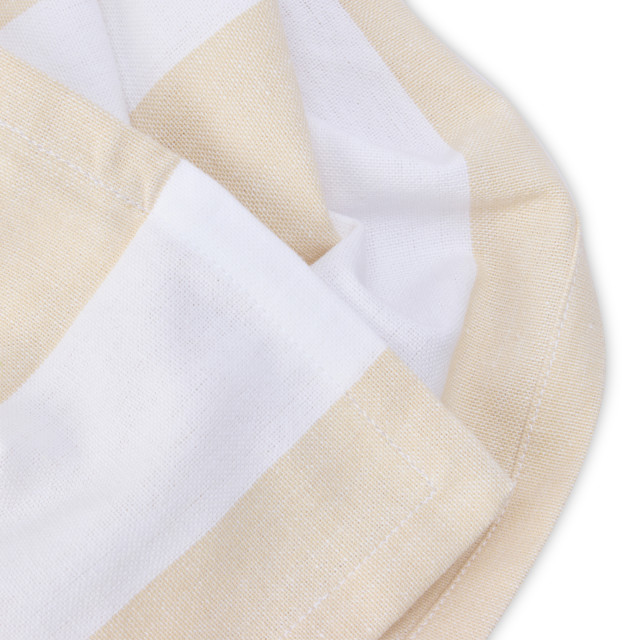Humble & Mash Beige Striped Cotton Tablecloth - 8-Seater close up