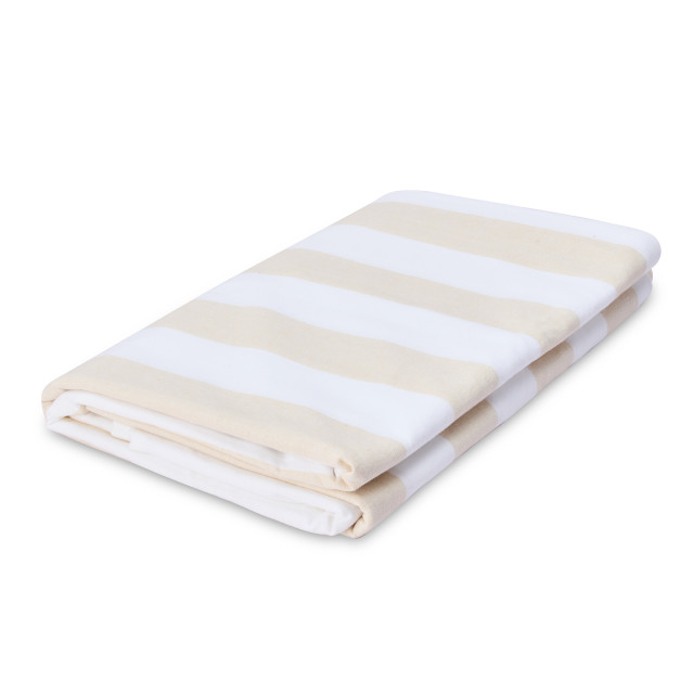 Humble & Mash Beige Striped Cotton Tablecloth - 12-Seater