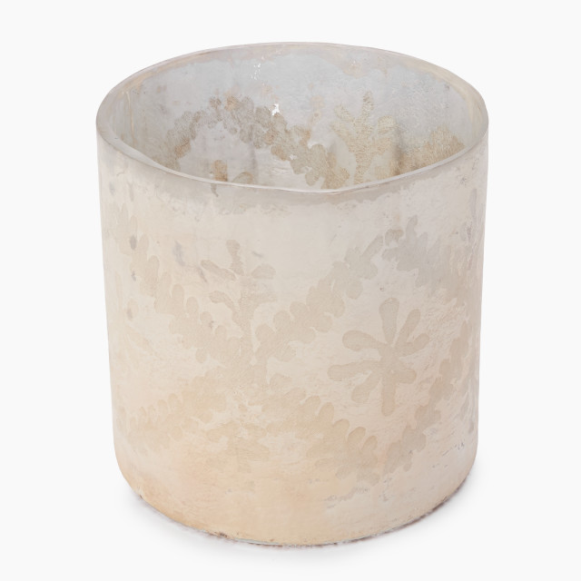 Thread Office Frosted Almond Distressed Glass Wreath Candle Holder