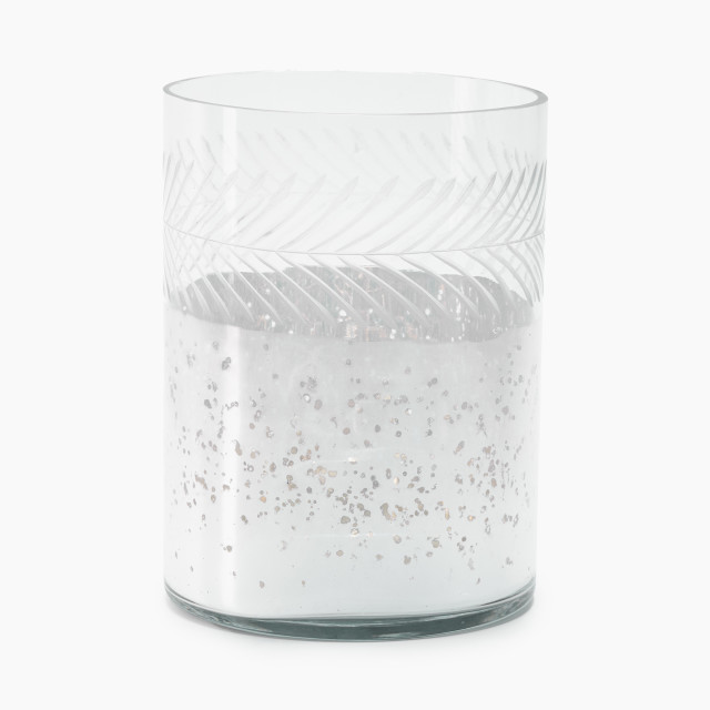 Thread Office Silver Two-Tone Cut Glass Pillar Candle Holder - Medium