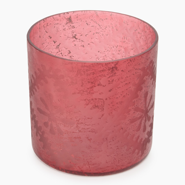 Thread Office Oxblood Red Distressed Glass Wreath Candle Holder