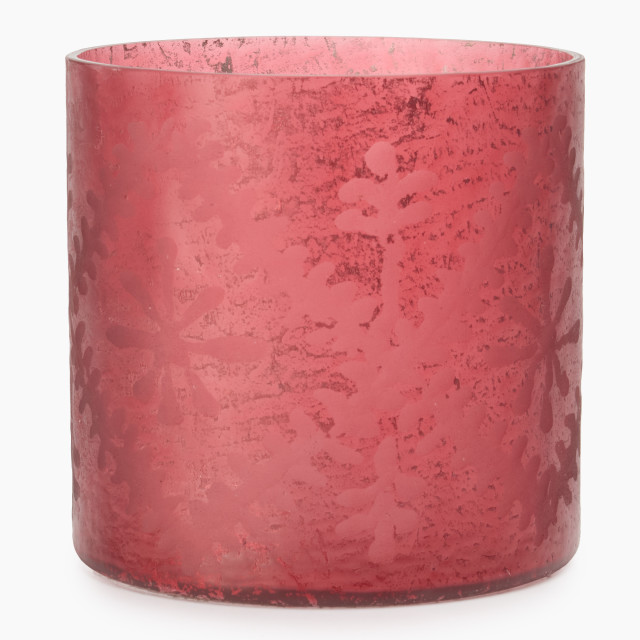 Thread Office Oxblood Red Distressed Glass Wreath Candle Holder