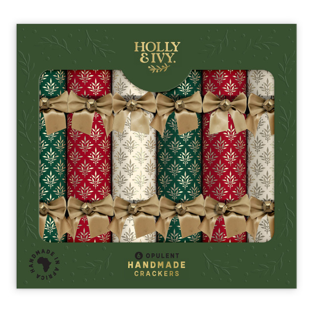Holly & Ivy Opulent Traditional Damask Crackers, Pack of 6
