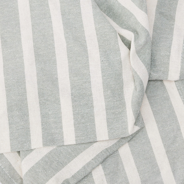 Humble & Mash White & Sage Stripe Tablecloth - 8-Seater texture close up