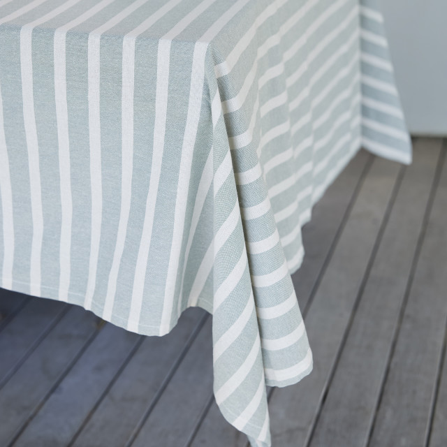 Humble & Mash White & Sage Stripe Tablecloth