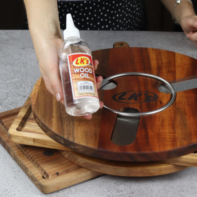 LK's Wood Oil, 300ml on a board