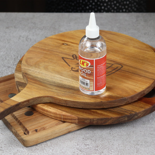 LK's Wood Oil, 300ml on a board