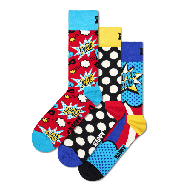 Happy Socks Super Dad Gift Set, Pack of 3