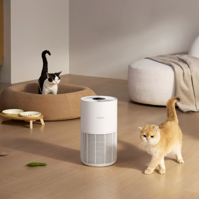Xiaomi Smart Pet Care Air Purifier in the living room with cats