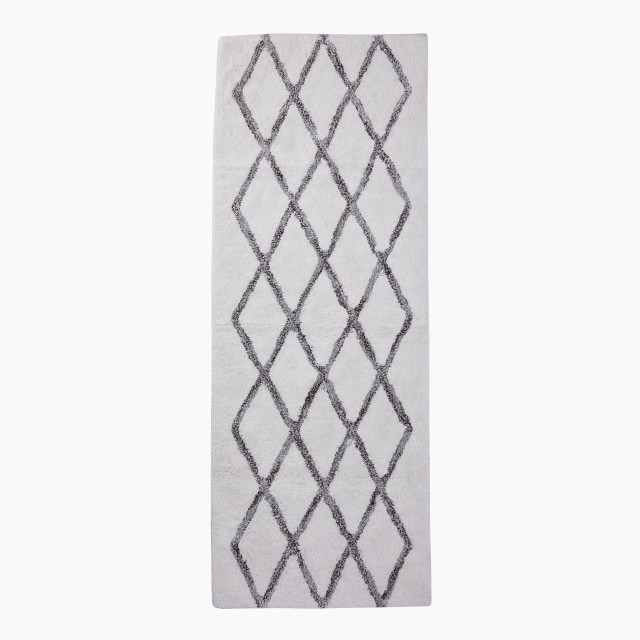 Thread Office Crisscross Shaggy Bath Mat, 60cm x 140cm - Grey