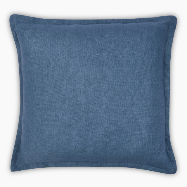 Thread Office Mid Blue Linen Scatter Cushion Cover, 50cm x 50cm