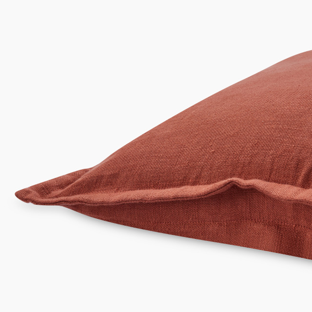 Thread Office Terracotta Linen Scatter Cushion Cover, 50cm x 50cm close up
