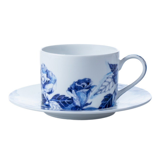 Jenna Clifford Peacock Saphire Garden Cup & Saucers, Set of 4 angle