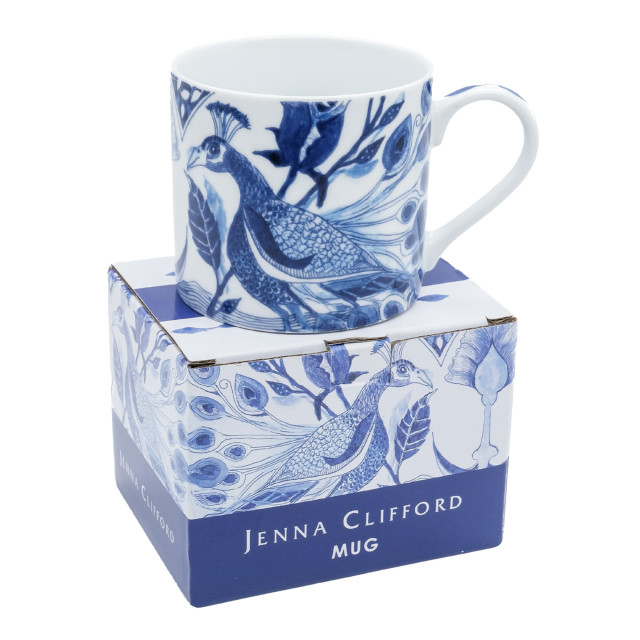 Jenna Clifford Peacock Saphire Garden Mug, 250ml packaging