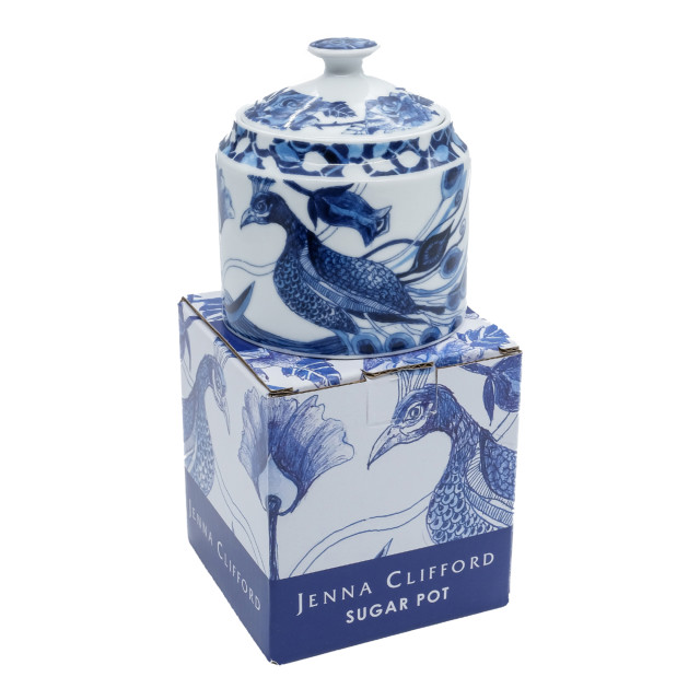 Jenna Clifford Peacock Saphire Garden Sugar Pot, 250ml packaging