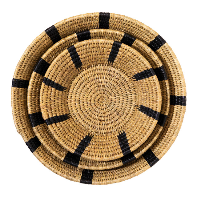 Gone Rural Smoke & Black Nesting Basket - Large showing scale with other sizes