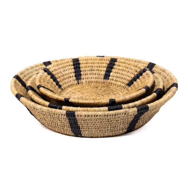 Gone Rural Smoke & Black Nesting Basket - Large showing scale with other sizes