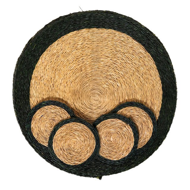 Gone Rural Trim Placemats & Coasters, Set of 8 - Smoke & Forest