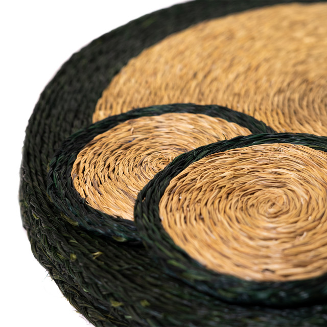 Gone Rural Trim Placemats & Coasters, Set of 8 - Smoke & Forest detail