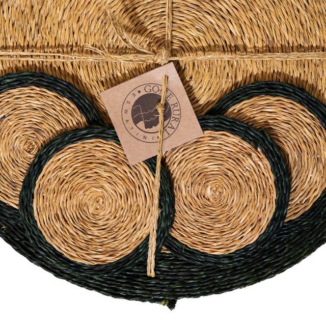 Gone Rural Trim Placemats & Coasters, Set of 8 - Smoke & Forest detail