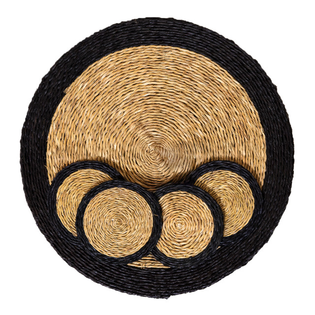 Gone Rural Trim Placemats & Coasters, Set of 8 - Smoke and Black
