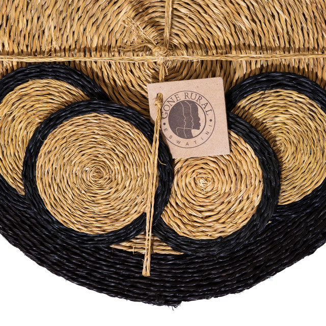 Gone Rural Trim Placemats & Coasters, Set of 8 - Smoke and Black detail