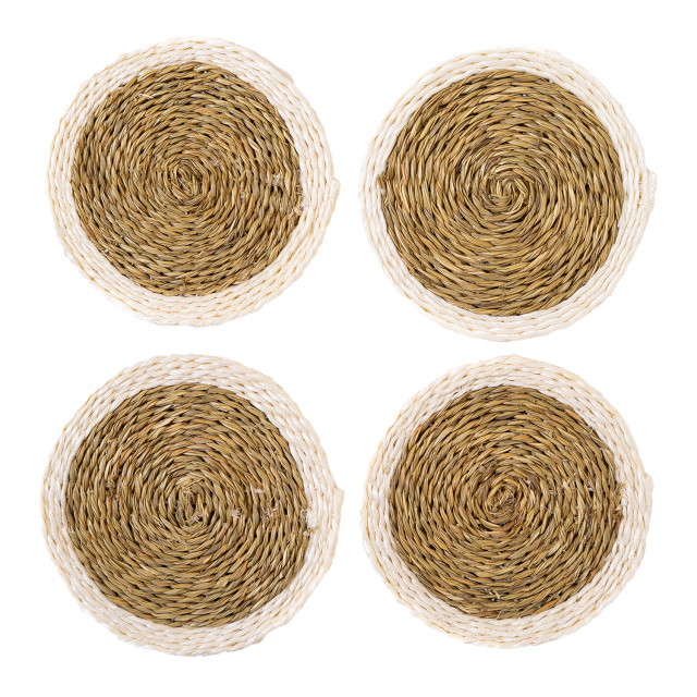 Gone Rural Trim Coasters, Set of 4 - Smoke & White