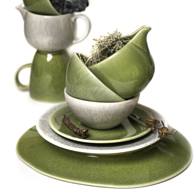 JAN Ashes & Olive Side Plates, Set of 4 - Olive green lifestyle