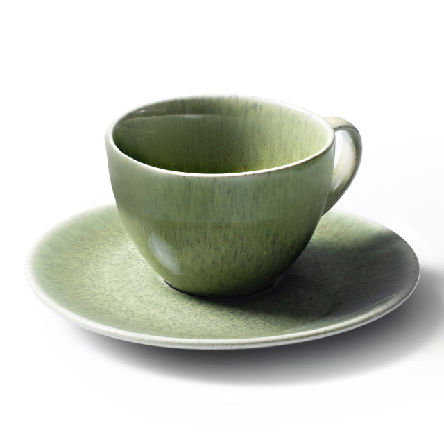JAN Ashes & Olive Cups & Saucers, Set of 4 - Olive