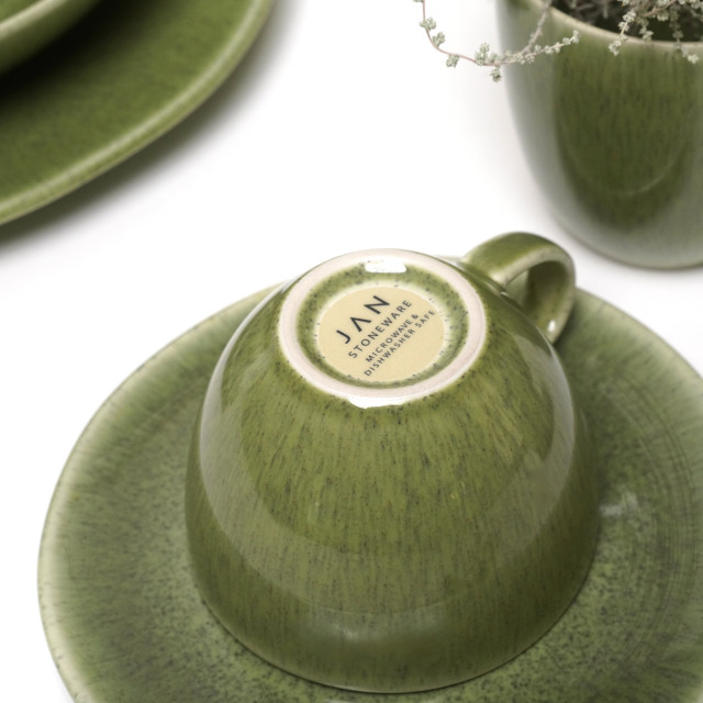 JAN Ashes & Olive Cups & Saucers, Set of 4 - Olive green lifestyle