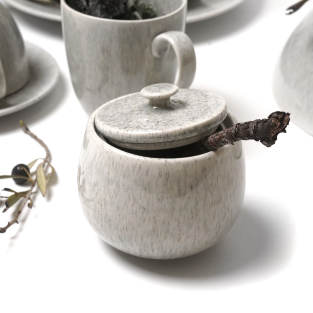JAN Ashes & Olive Sugar Pot, 300ml - Ash grey