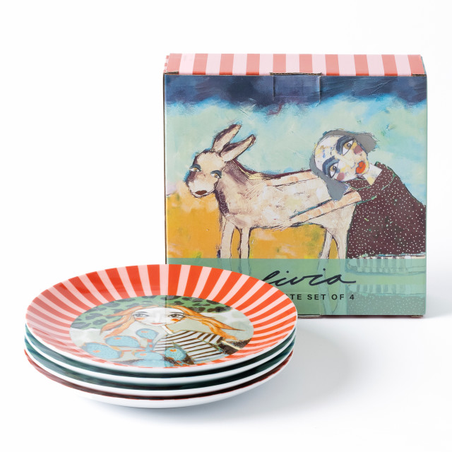 Olivia Princess Porcelain Side Plates, Set of 4 with packaging