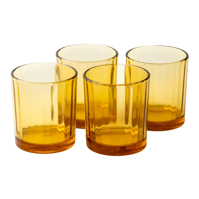 Olivia Princess Lead-Free Crystal Tumblers, Set of 4 - Amber