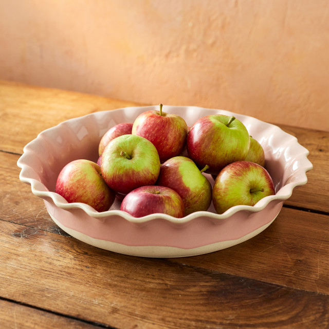 Jamie Oliver Big Love Stoneware Proper Pie Dish, 28cm with apples