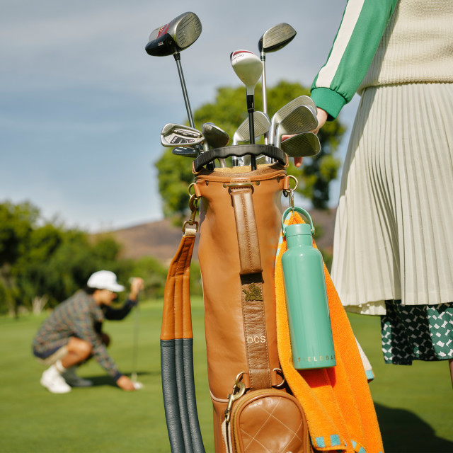 Fieldbar Signature Shades Collection Field Bottle, 750ml - Parisian Green on a golf bag