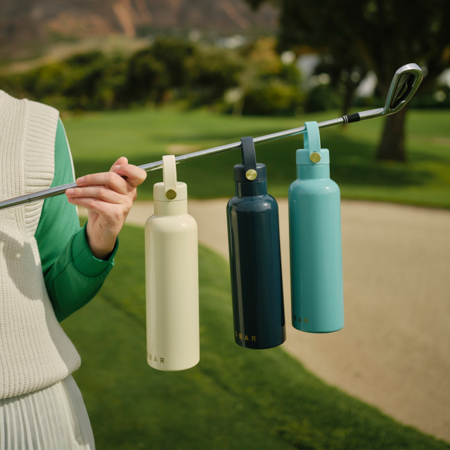 Fieldbar Signature Shades Collection Field Bottle, 750ml - Bazaruto Blue with other colours on a golf stick