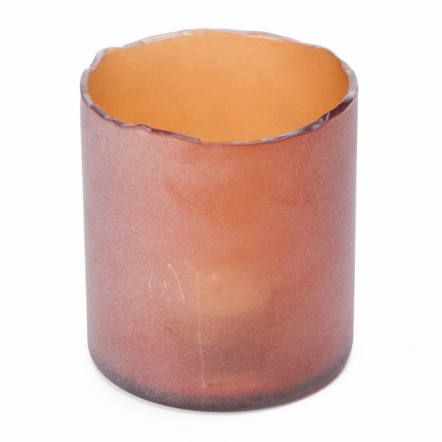 Thread Office Brown Frosted Raw Edge Candle Holder - Small