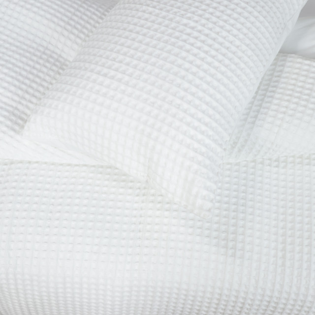 Thread Office White Chunky Waffle Duvet Cover Set - Queen close up
