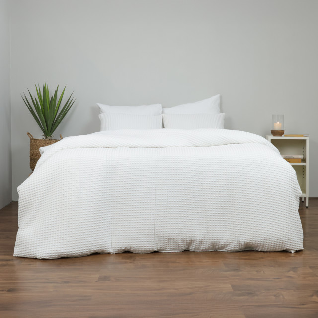 Thread Office White Chunky Waffle Duvet Cover Set - Queen