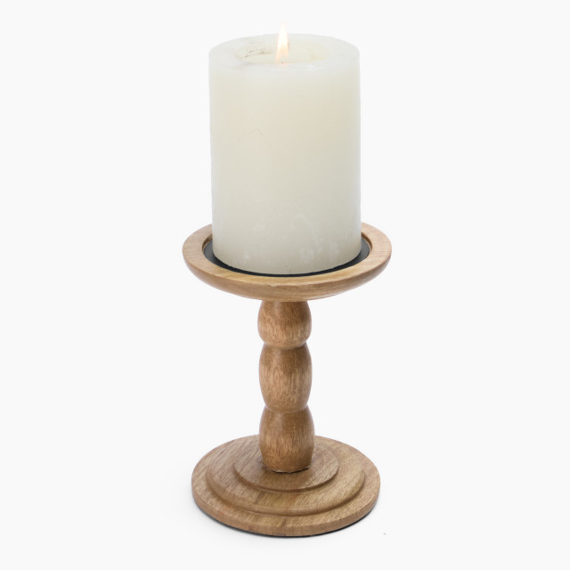 Thread Office Natural Wooden Pillar Candle Holder