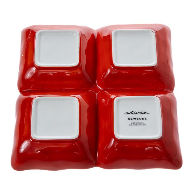 Olivia Princess Hand-Painted 4-Division Square Bowl, 22cm angle