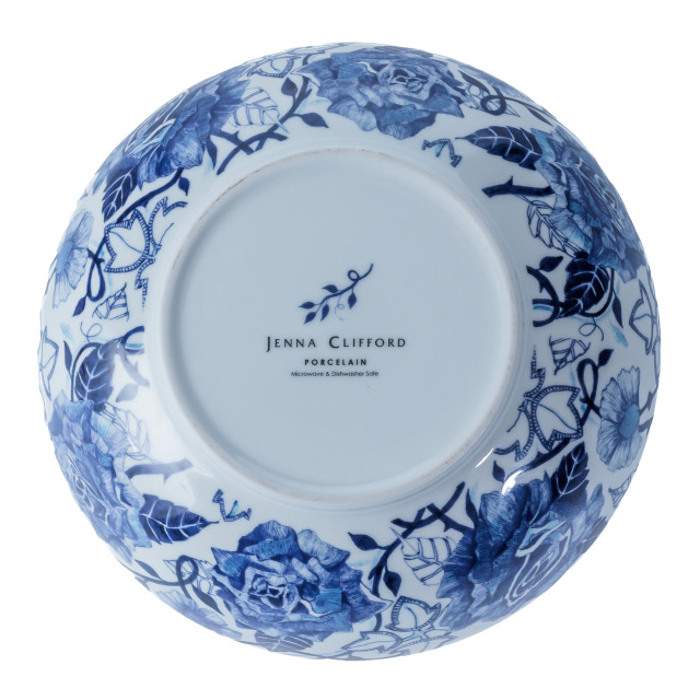 Jenna Clifford Peacock Saphire Garden Salad Bowl, 22.5cm angle